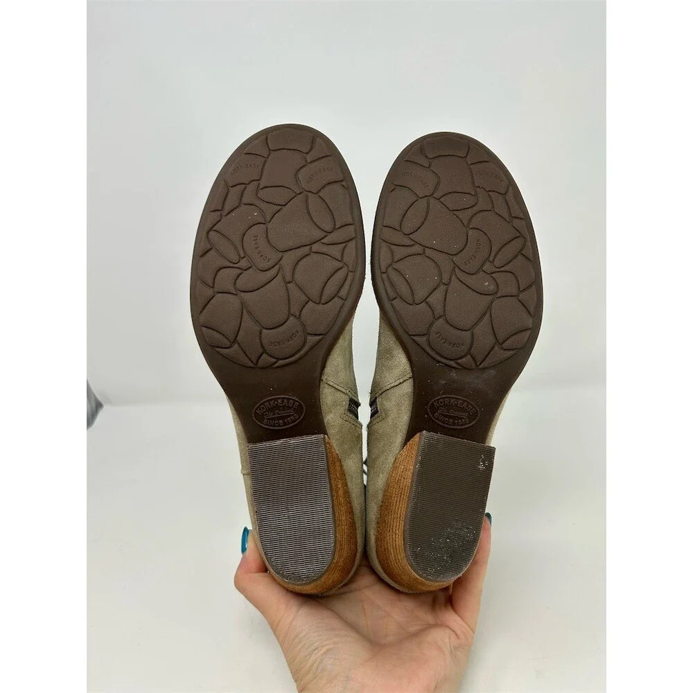Kork-Ease Sherrill Womens Ankle Booties Beige Perforated Side Zip Block Size 9.5